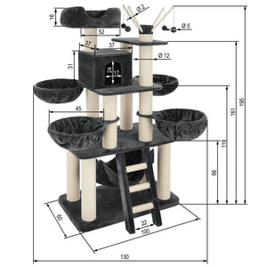 Tiragraffi per gatti 195 cm grigio/bianco 3708083