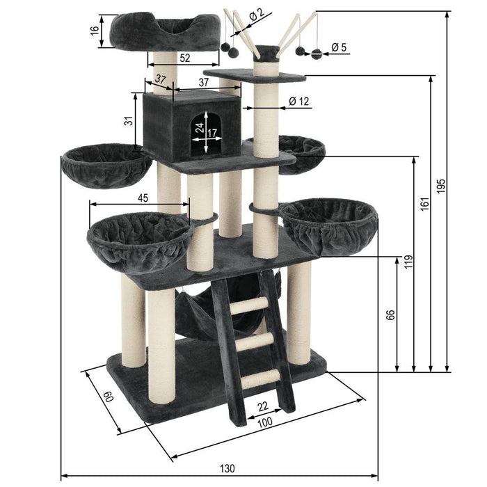 Tiragraffi per gatti 195 cm grigio/bianco 3708083