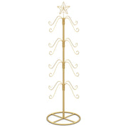Albero espositivo con 16 ganci appendi oggetti e stella in punta per feste, Porta calze di natale per decorazioni Oro