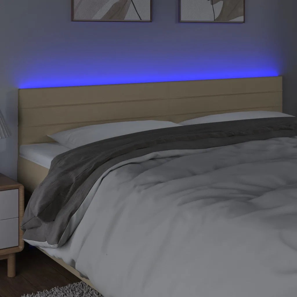 Testiera a LED-Testata con LED Crema 180x5x78/88 cm in Tessuto 672730