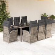 Set da Pranzo da Giardino 9 pz con Cuscini in Polyrattan Grigio 3213083