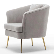 Sedia Poltrona in Tessuto e Metallo con Cuscino Design Elegante Moderno GrigioOro