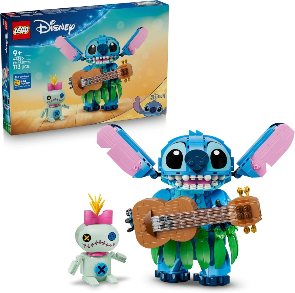 LEGO | Disney Stitch e Scrump Giocattolo - 2 Action Figure con Accessori tra cui un Ukulele