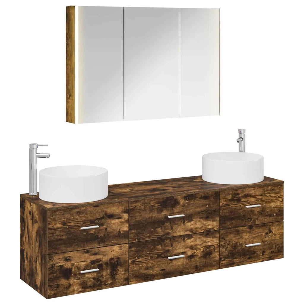 Set di mobili per il bagno 4 pcs Rovere Fumo 3407067