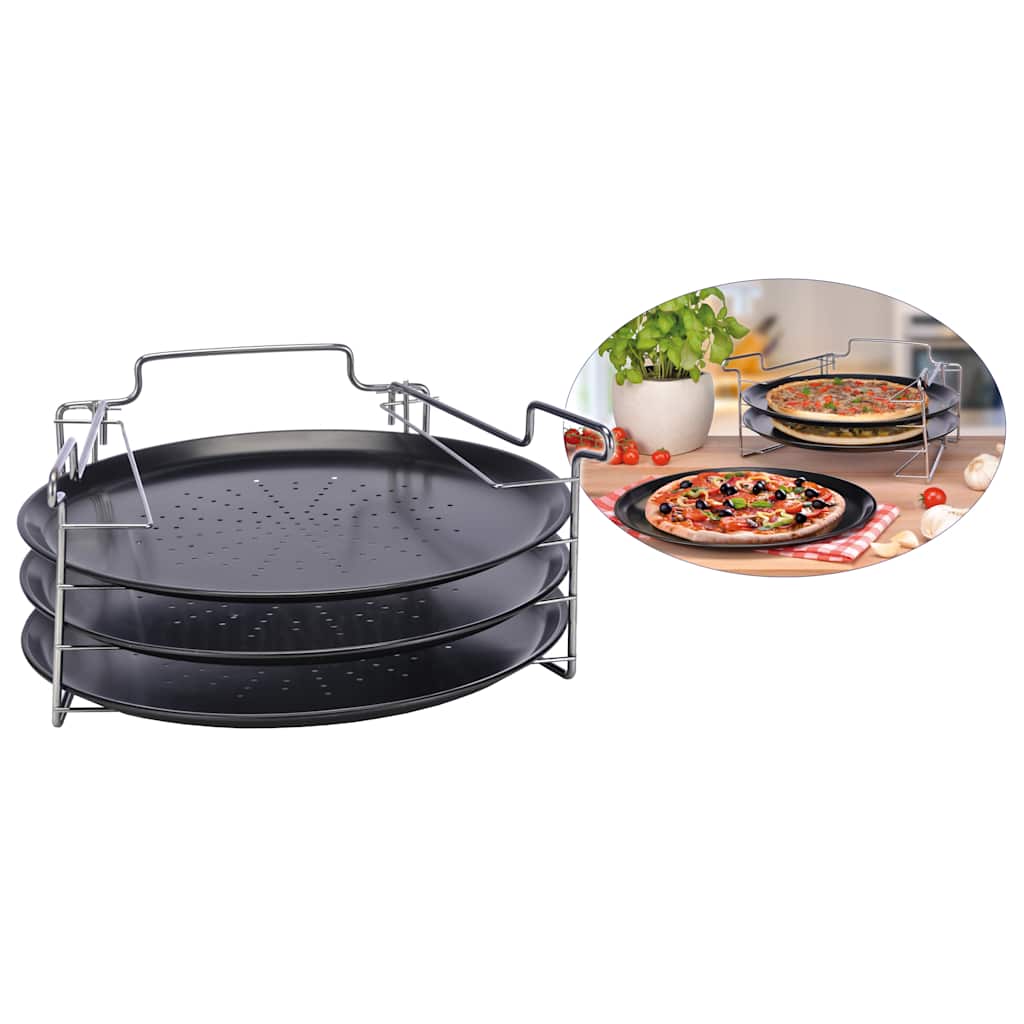 HI Set di Teglie per Pizza 4 pz Nero 435268