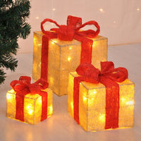 HI Decorazioni Scatole Regalo di Natale con Luci LED e Nastri Rosa 3pz 438371
