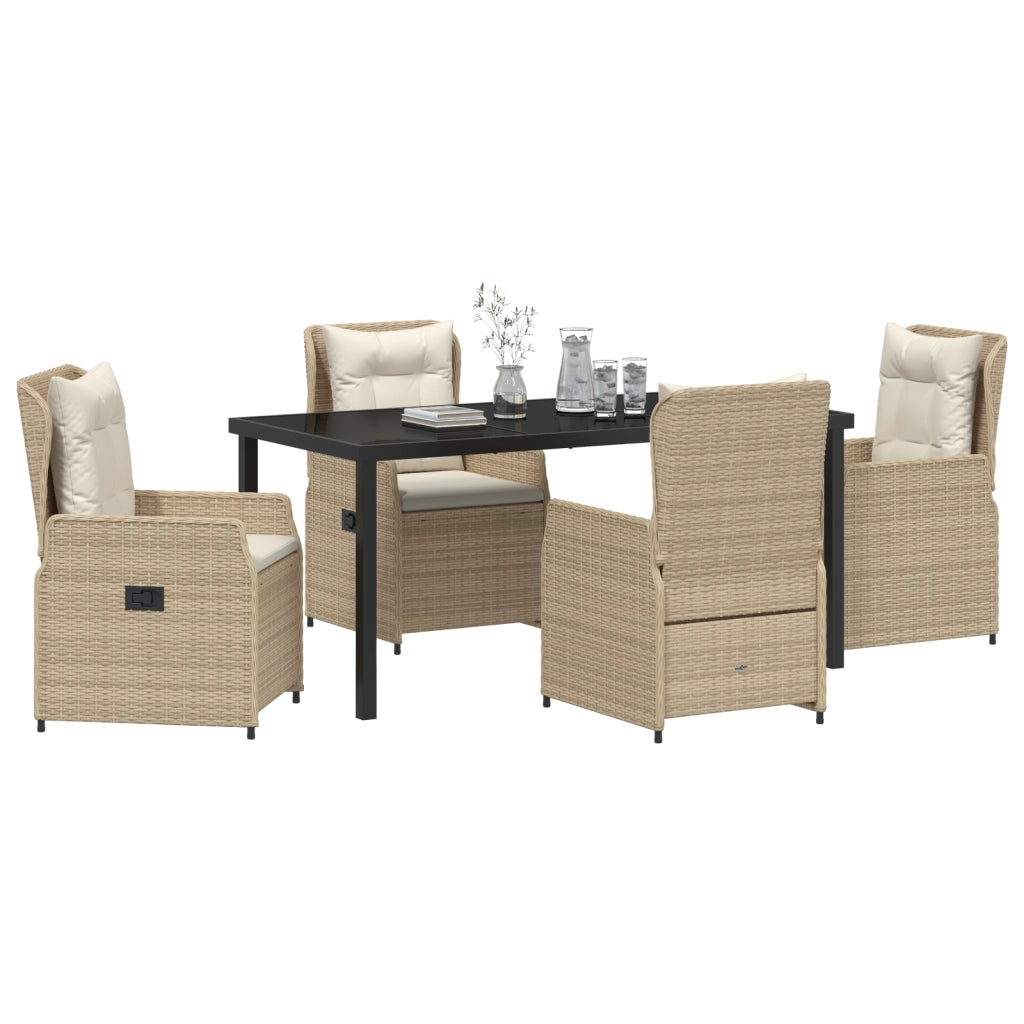 Set da Pranzo da Giardino da 5 Pezzi in Rattan Beige