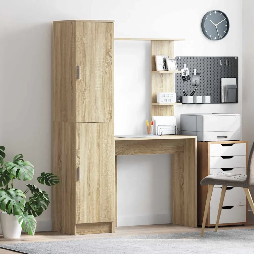vidaXL Scrivania con Spazio di Archiviazione 2 pcs Rovere Sonoma