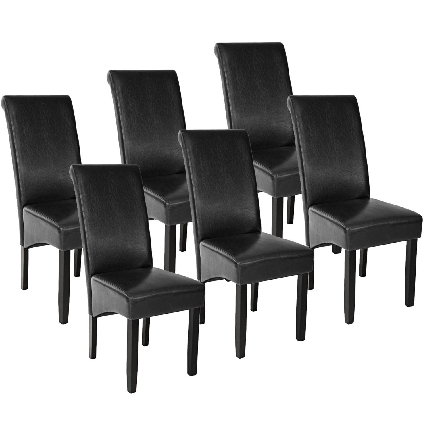 Set di 6 sedie con gambe nere, seduta per soggiorno, cucina sala da pranzo, design elegante quadrato, nero 08_0000084