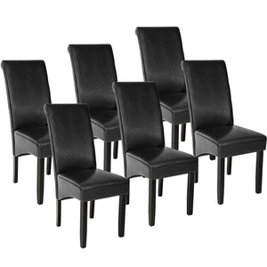 Set di 6 sedie con gambe nere, seduta per soggiorno, cucina sala da pranzo, design elegante quadrato, nero 08_0000084