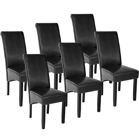 Set di 6 sedie con gambe nere, seduta per soggiorno, cucina sala da pranzo, design elegante quadrato, nero 08_0000084