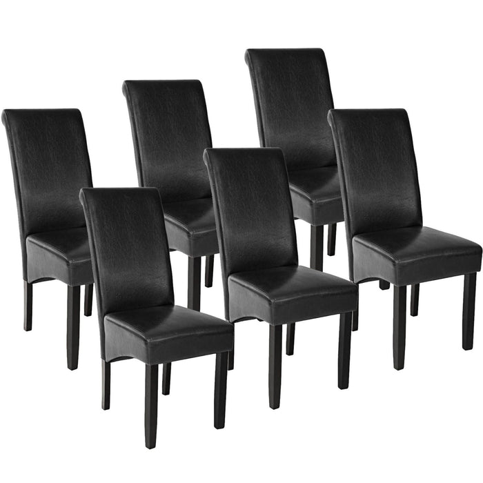 Set di 6 sedie con gambe nere, seduta per soggiorno, cucina sala da pranzo, design elegante quadrato, nero 08_0000084