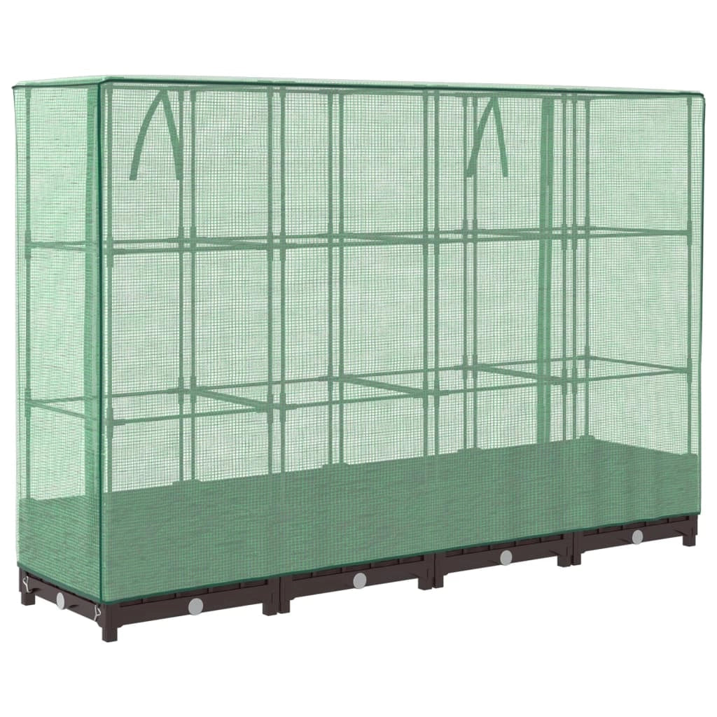 Aiuola rialzata/fioriera con copertura effetto rattan 160 x 40 x 123 cm Marrone 02_0038751