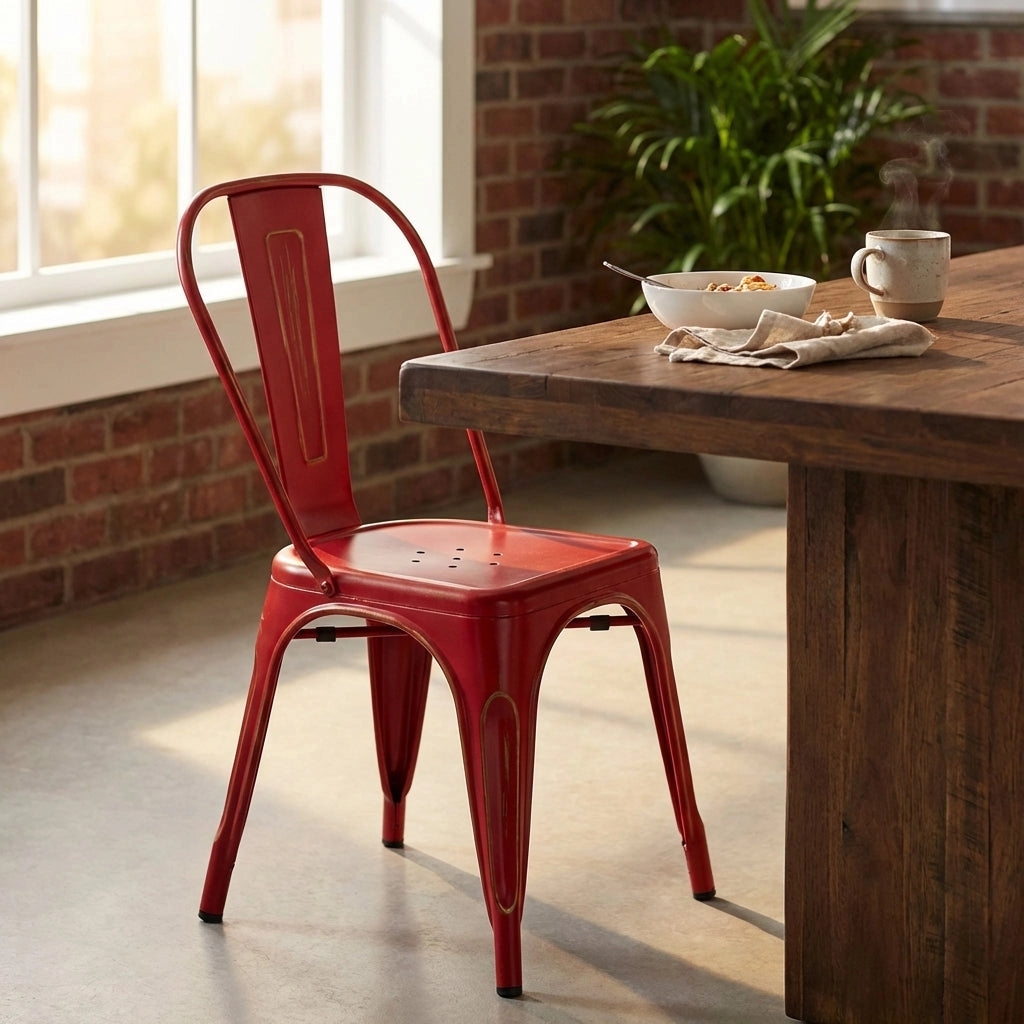 Sedia per Sala da Pranzo Industrial in Acciaio cm 35x45x85 - METAL