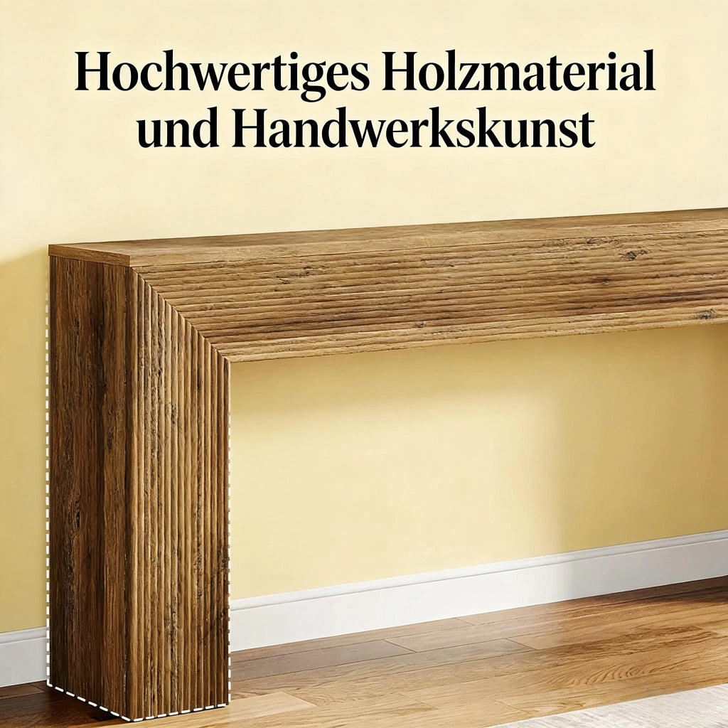 Consolle rustica in MDF con piano da 160 cm, struttura minimalista e uso versatile per ingresso e soggiorno, marrone