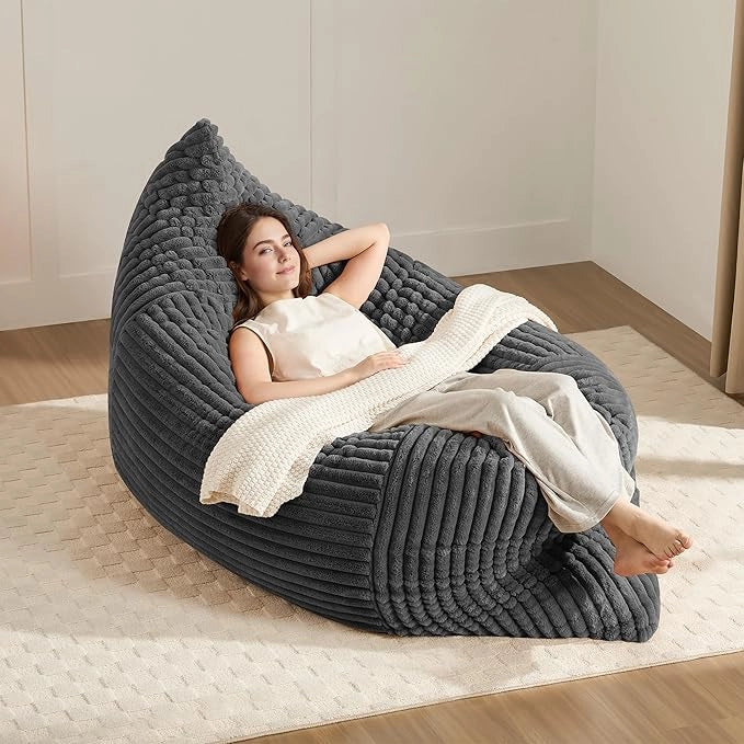 Pouf convertibile 3 in 1 con funzione letto e rivestimento in velluto a coste grigio scuro per salotto e camera