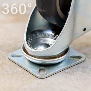 Set 4 ruote girevoli con freno, per trasporto, 100mm, plastica e gomma, max 80 kg a rotella