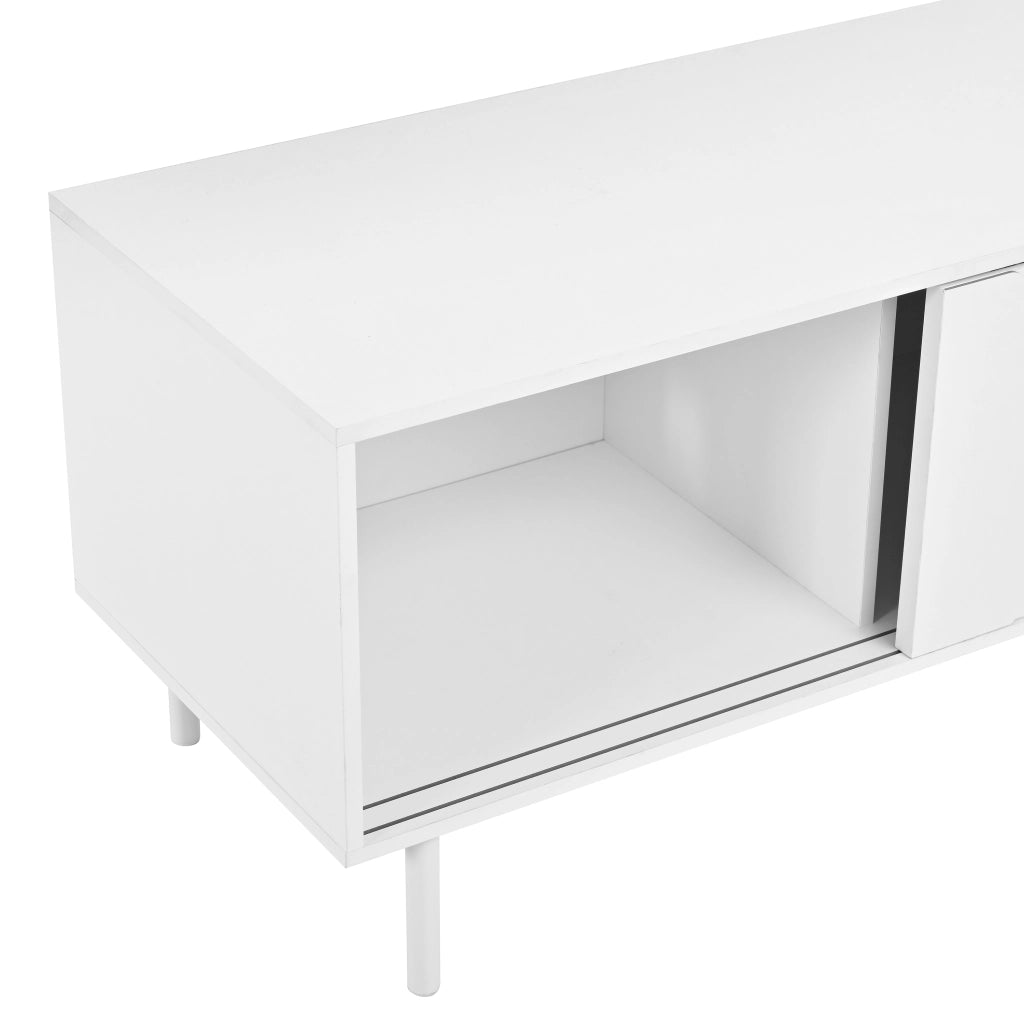 Mobile TV con 3 ante scorrevoli; LED e passacavi - soggiorno - 180×40×45 cm - bianco
