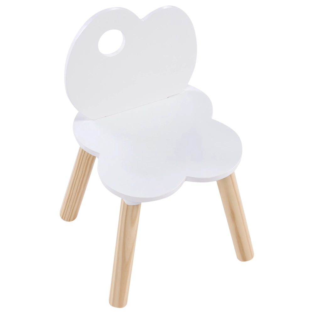 Set angolare per bambini a 1 posto con tavolo e sedia in MDF bianco con motivo a nuvole in legno di pino Elegante camera per bambini Nursery