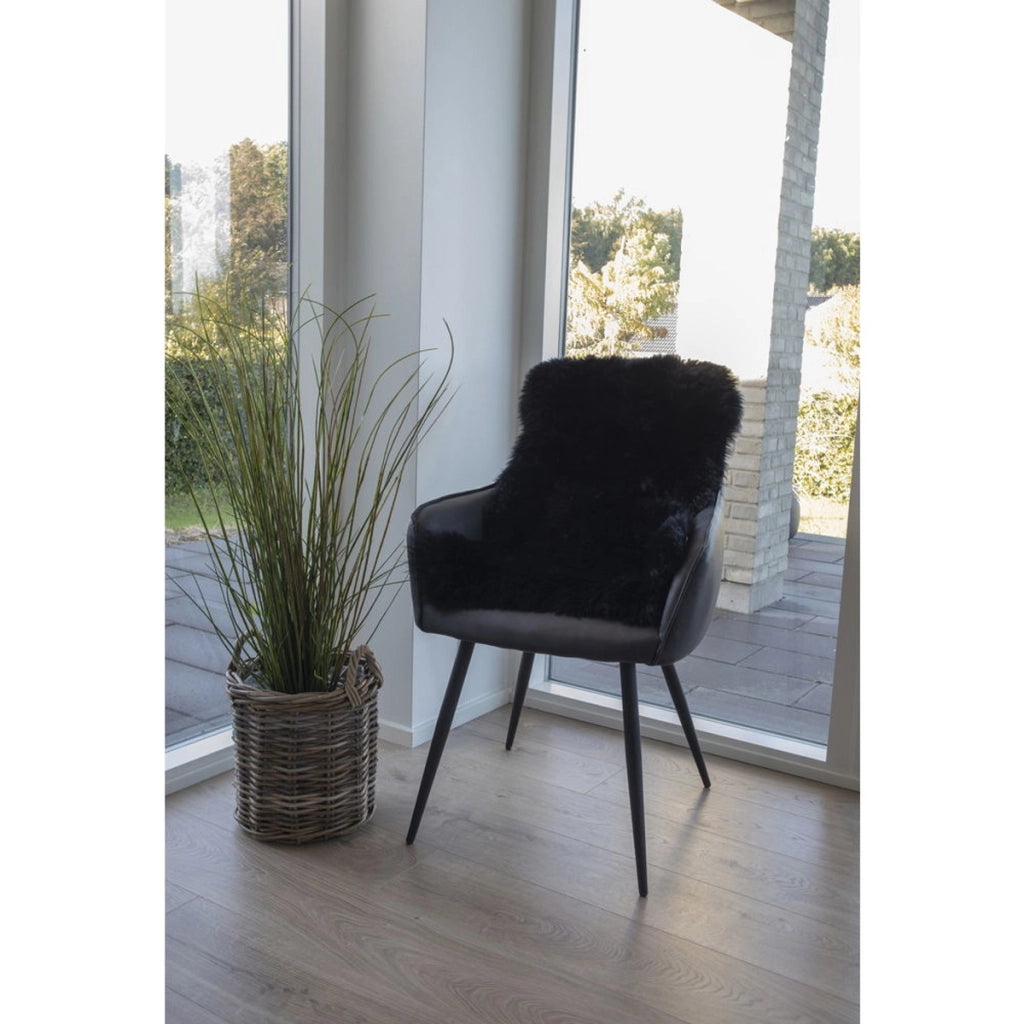 Tappeto Asimmetrico Lambskin, Nero, Vera Pelle di Agnello, 85x50x5 cm