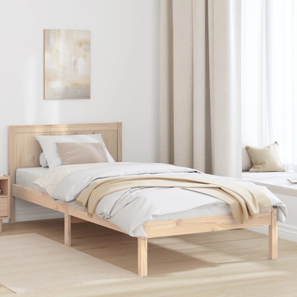 Letto in Legno di Pino Naturale Legno Massello di Pino 100 x 200 cm