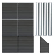 Pannelli Recinzione x6, Elemento Angolare & 8 Pali Metallo 185cm Grigio