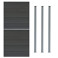 Pannelli Recinzione x2 + 3 Pali Alluminio LED Grigio Doghe PVC 185cm