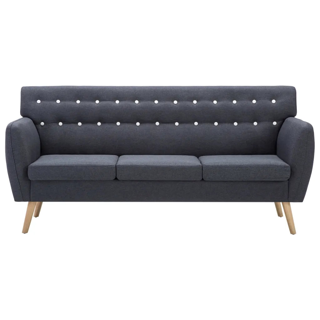 Divano a 3 Posti Rivestito in Tessuto 172x70x82 cm Grigio Scuro 247125