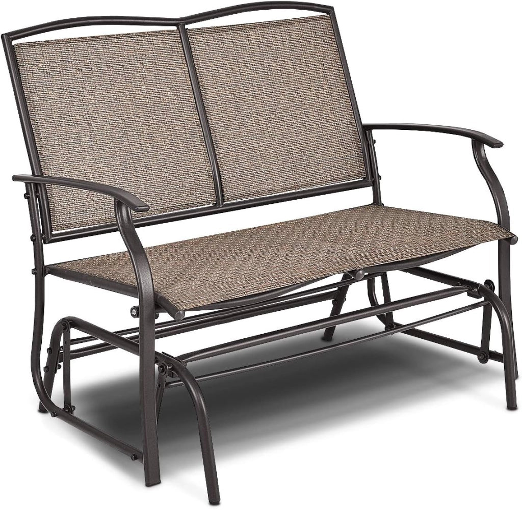 Giantex OP3100 - Panca aliante per patio, colore: marrone, 104 x 71 x 94 cm (lunghezza x larghezza x altezza)
