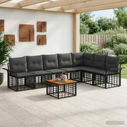 Set di divani da esterno 8 pcs Nero e Grigio scuro Poliestere 3437697