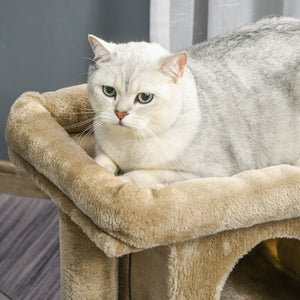 Albero Tiragraffi per Gatti con Casetta e Lettino 40x40x57 cm in Peluche e Juta Marrone