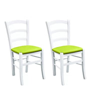 Set 2 sedie legno massello bianco seduta imbottita lime - Mobili 2G