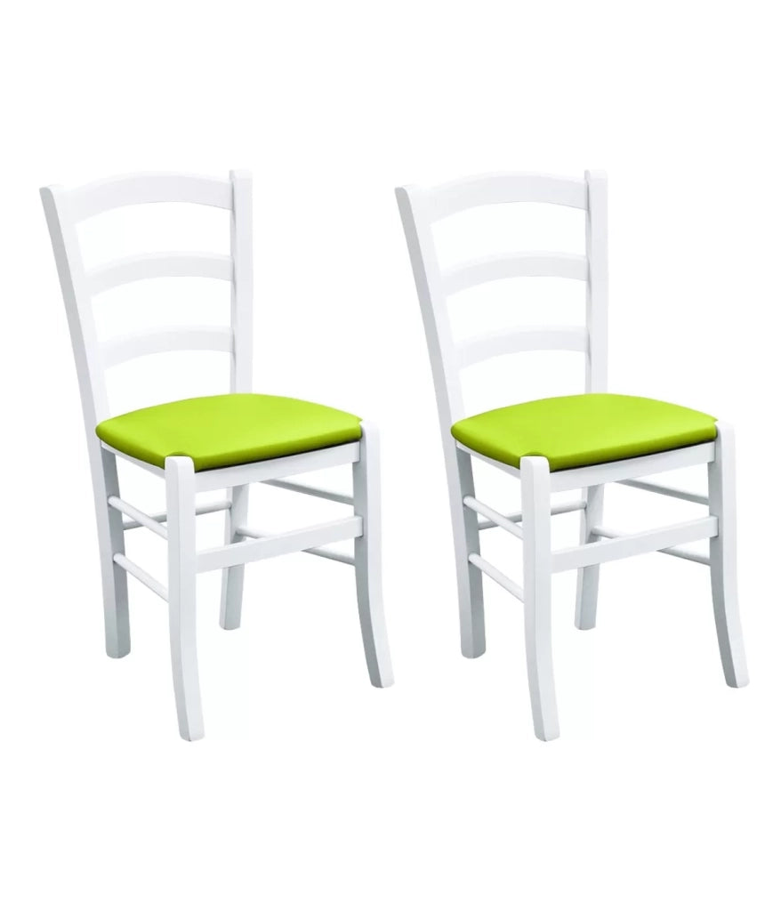Set 2 sedie legno massello bianco seduta imbottita lime - Mobili 2G