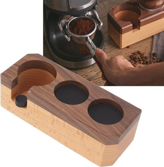 Stazione per tampone filtro a coffe e portafiltro in legno - Design antiscivolo e duraturo