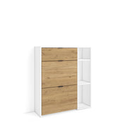 Scarpiera Ingresso, 90x27x102cm, 10 paia di scarpe, Armadio, Bianco e Rovere