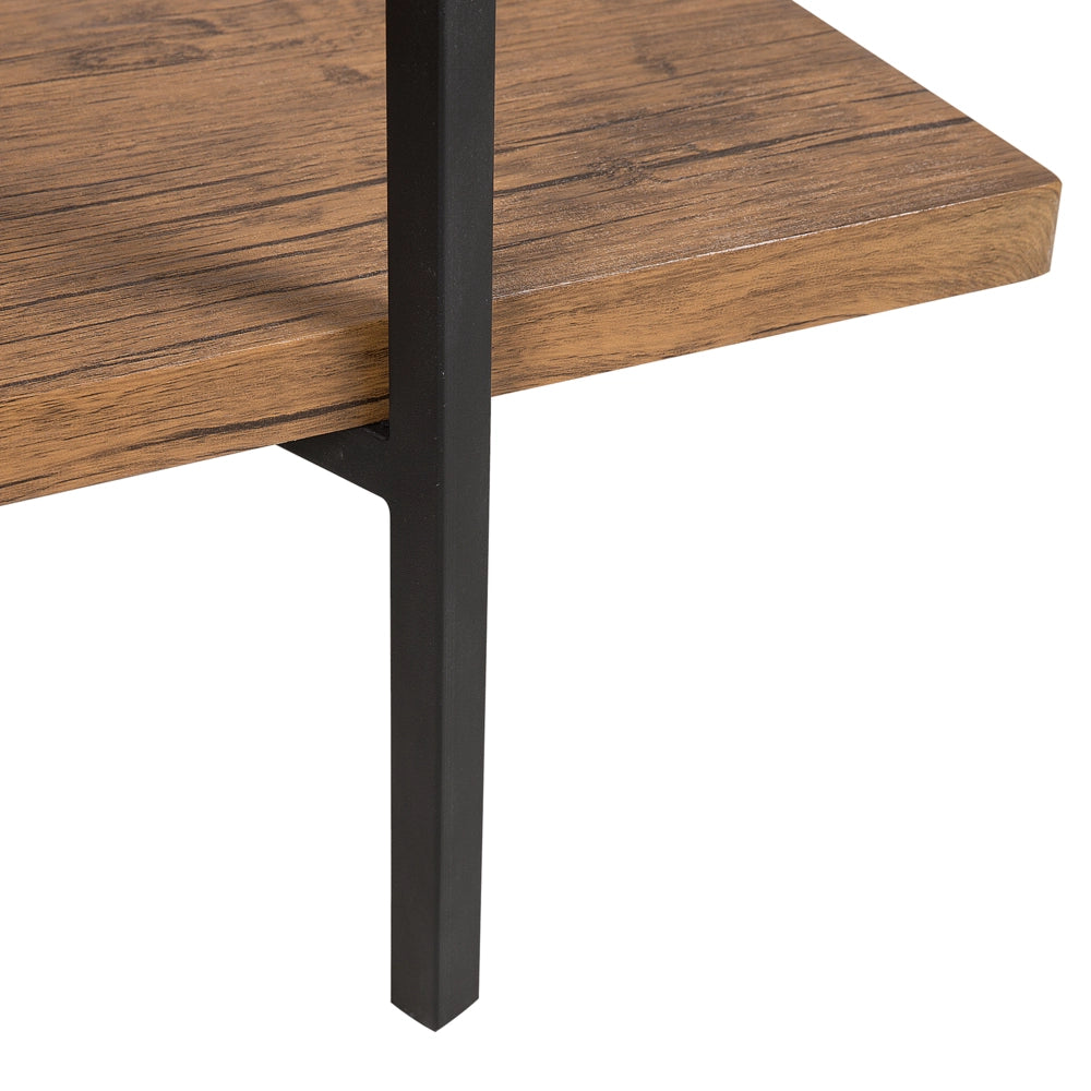 Libreria a 4 ripiani in legno scuro con struttura in metallo Nero Scaffale aperto minimalista industriale