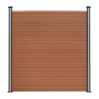 Pannelli Recinzione x7 + 8 Pali Alluminio LED Marrone Doghe PVC 185cm