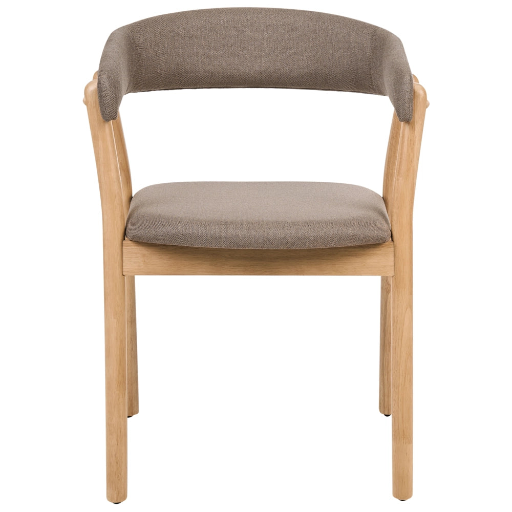 Set di 2 sedie da pranzo in marrone chiaro e tessuto poliestere marrone Gambe in legno di gomma Stile retrò tradizionale