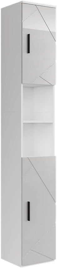Mobile alto Irma, Antracite/Artisan, 30 x 190 cm con 2 porte, adatto per la conservazione di articoli da bagno e asciugamani