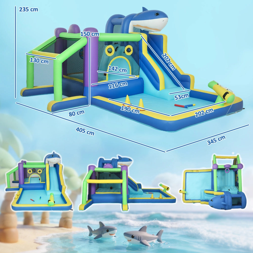 Castello Gonfiabile con Scivola e Piscina ¨C zephmum ¨C 405x345x235cm Multicolore