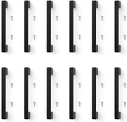 12 manici di mobile, nero, 128 mm, distanza di apertura, maniglie da cucina, acciaio inossidabile, maniglie di carico, maniglie a forma di quadrato arrotondato anti-schegge per armadietti della cucina, armadietti per abbigliamento
