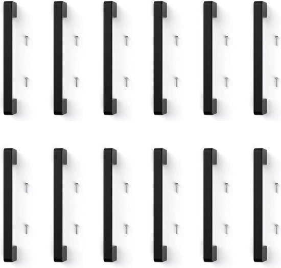 12 manici di mobile, nero, 128 mm, distanza di apertura, maniglie da cucina, acciaio inossidabile, maniglie di carico, maniglie a forma di quadrato arrotondato anti-schegge per armadietti della cucina, armadietti per abbigliamento