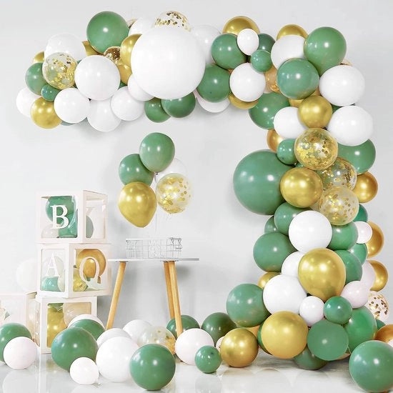 Decorazioni da Festa in Balloone - 127 Pezzi - Verde e Bianco - Latex