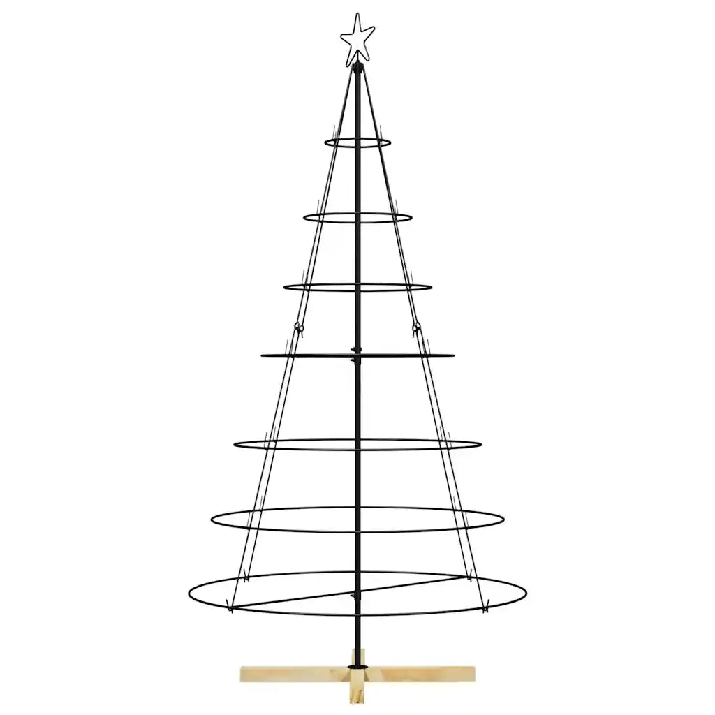Albero a Cono di Natale con supporto Nero 180,5 cm Acciaio 42019161