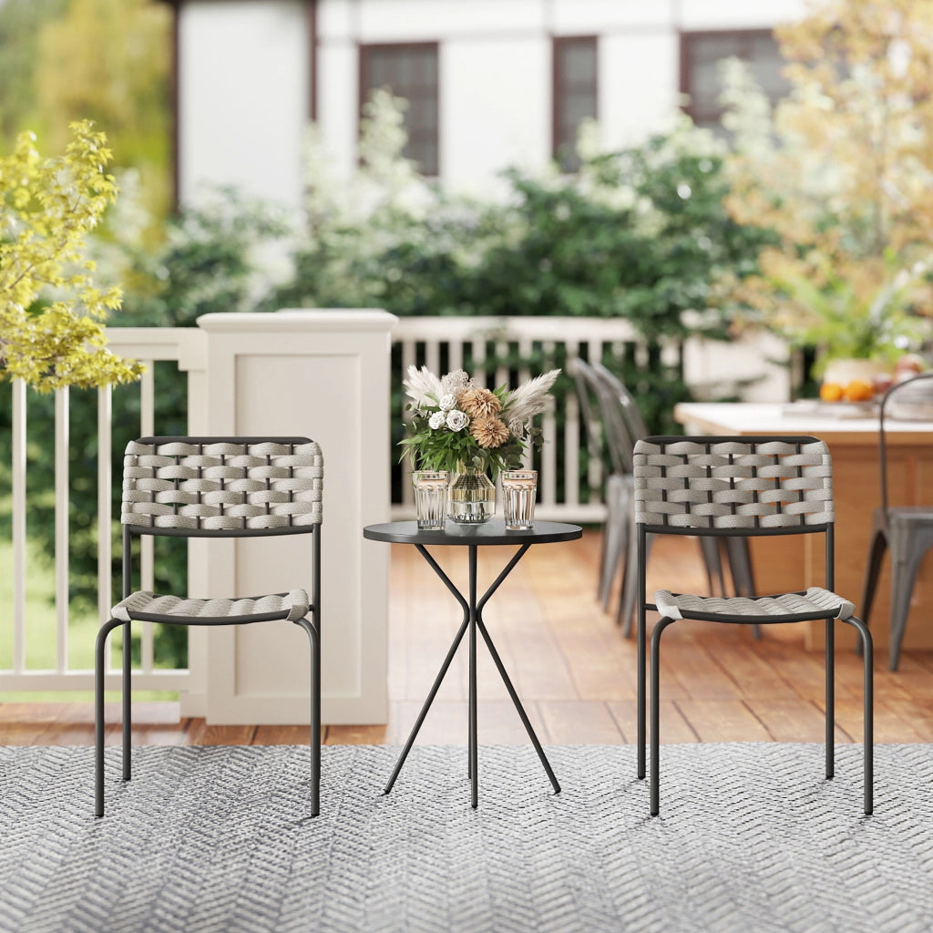 Set Poltrone e Tavolino Polyrattan per Esterno ¨C zephmum ¨C Grigio