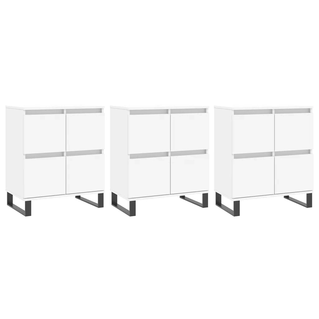 Credenze 3 pz | Madia | Buffet da pranzo | Armadio da pranzo Bianco in Legno Multistrato
