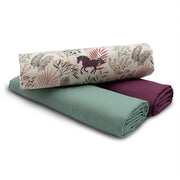 Set di tessuti in cotone 1,5m design + 2x tessuti a colori coordinati 100% cotone (paesaggio con cavalli e prato Set62)