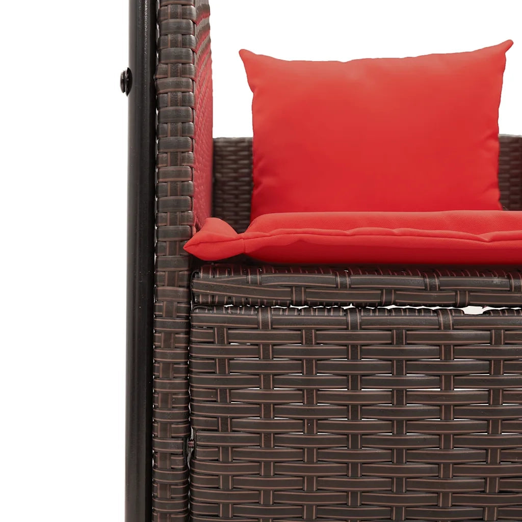 Lettino prendisole doppio con tettoia e tende in Polyrattan Marrone 4002762
