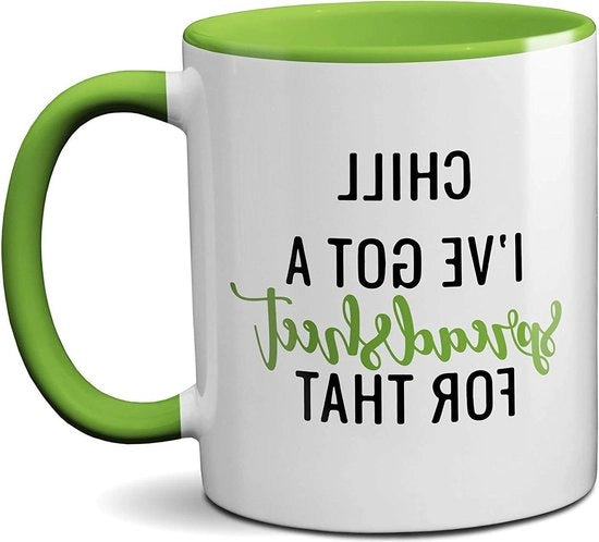 Tazza di Caffè e Tè per Ufficio - Maniglia in Metallo Resistentissima - Sicura al Lavello e al Microonde - Ceramica - Maniglia Verde