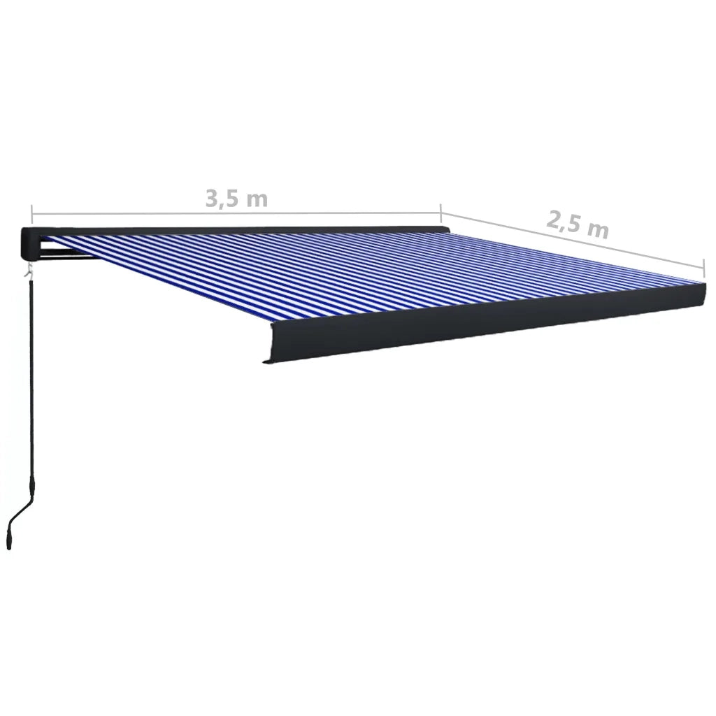 Tenda a Cassonetto Manuale 350x250 cm Blu e Bianca cod mxl 19165